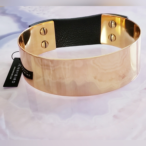 Jenny Bird Womans 14k Gold & Leather Choker NEW!!! - Picture 4 of 7